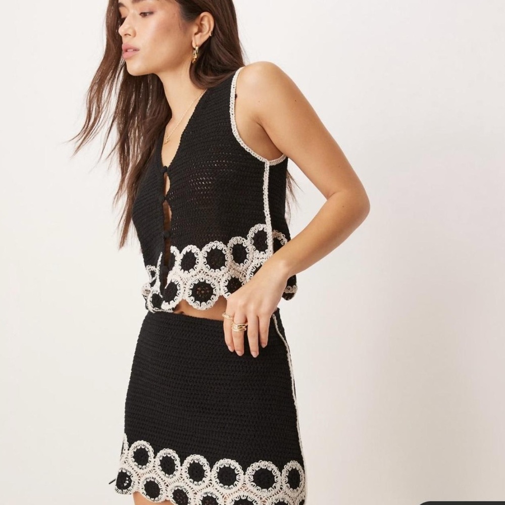 Black and White Crochet Top